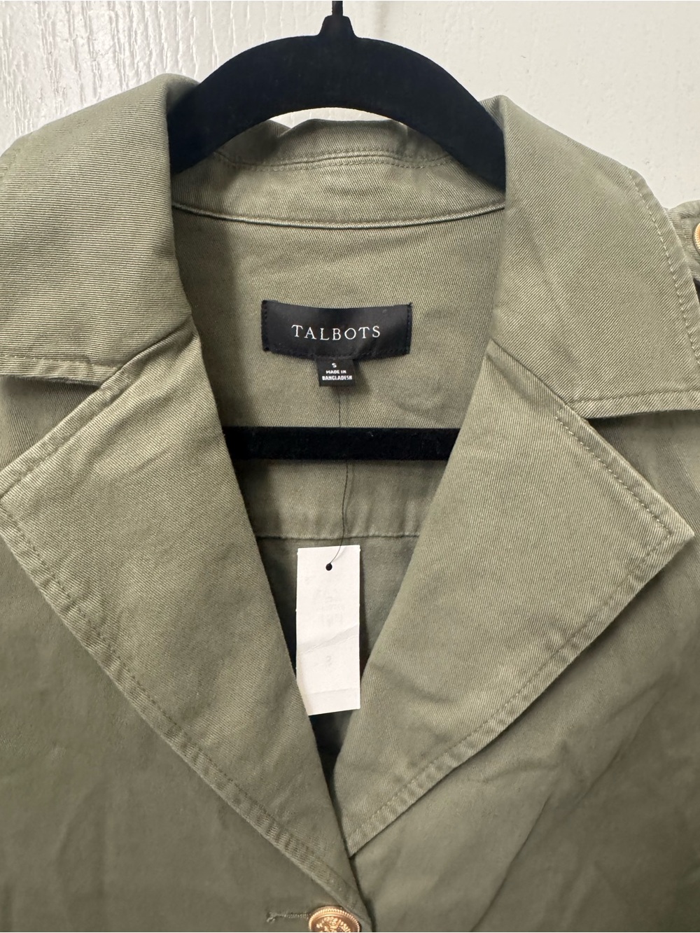 Talbots Olive Green Utility Jacket with Gold Buttons - Picture 3 of 5